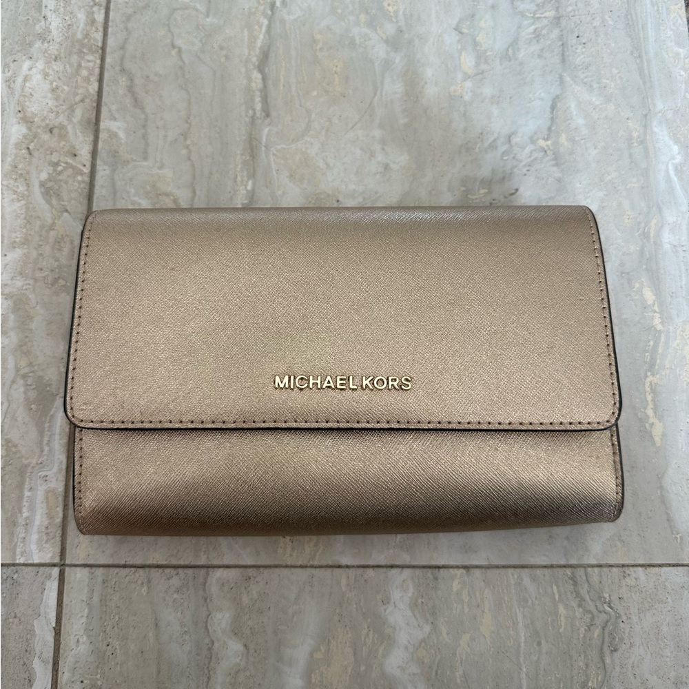 Michael Kors Gold Leather Clutch/Wallet